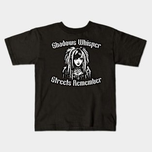 Gothic Chic Graphic Tee - Shadows Whisper, Streets Remember Kids T-Shirt